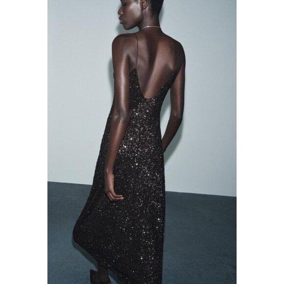 ZARA ZW COLLECTION LIMITED EDITION SEQUIN MAXI DRESS - Picture 4 of 7